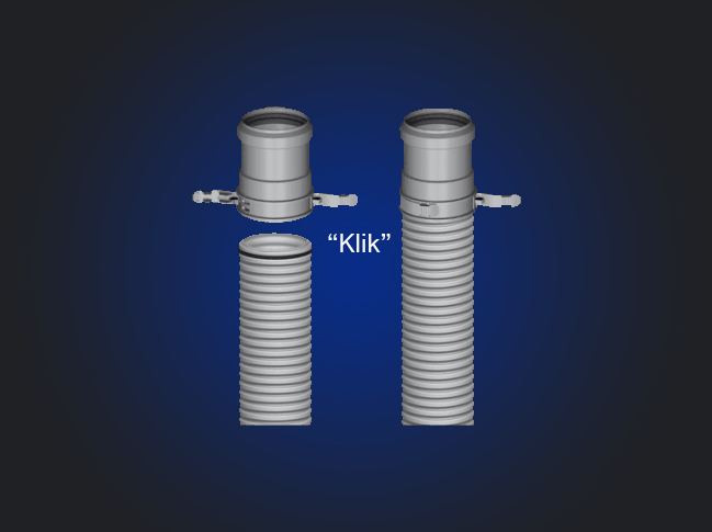 Trekvaste MiniFlex klikverbinding voor individuele rookgasafvoer renovatie